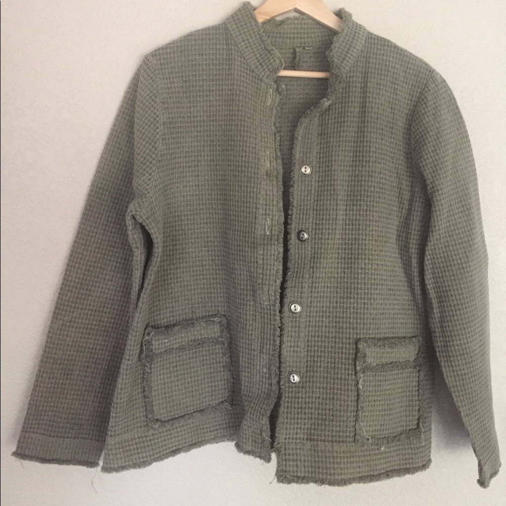 Forest green waffle knit jacket